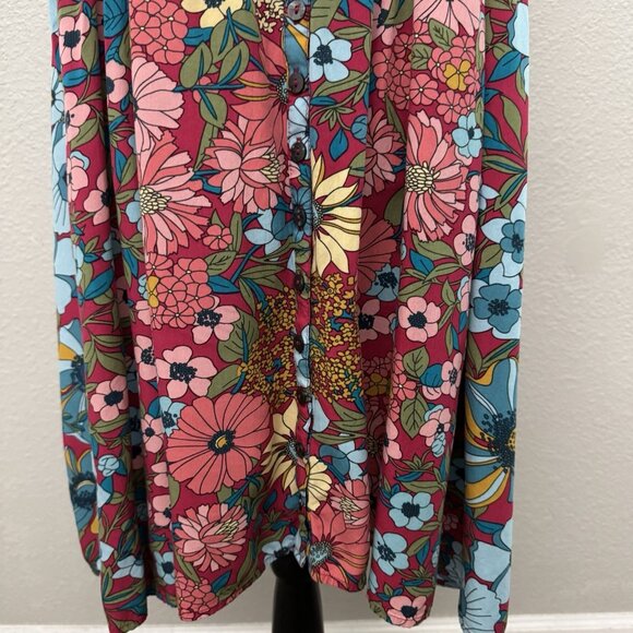 Natural Life Dress Women's Size XL Sleeveless Floral Print Button Front Boho - Picture 7 of 15